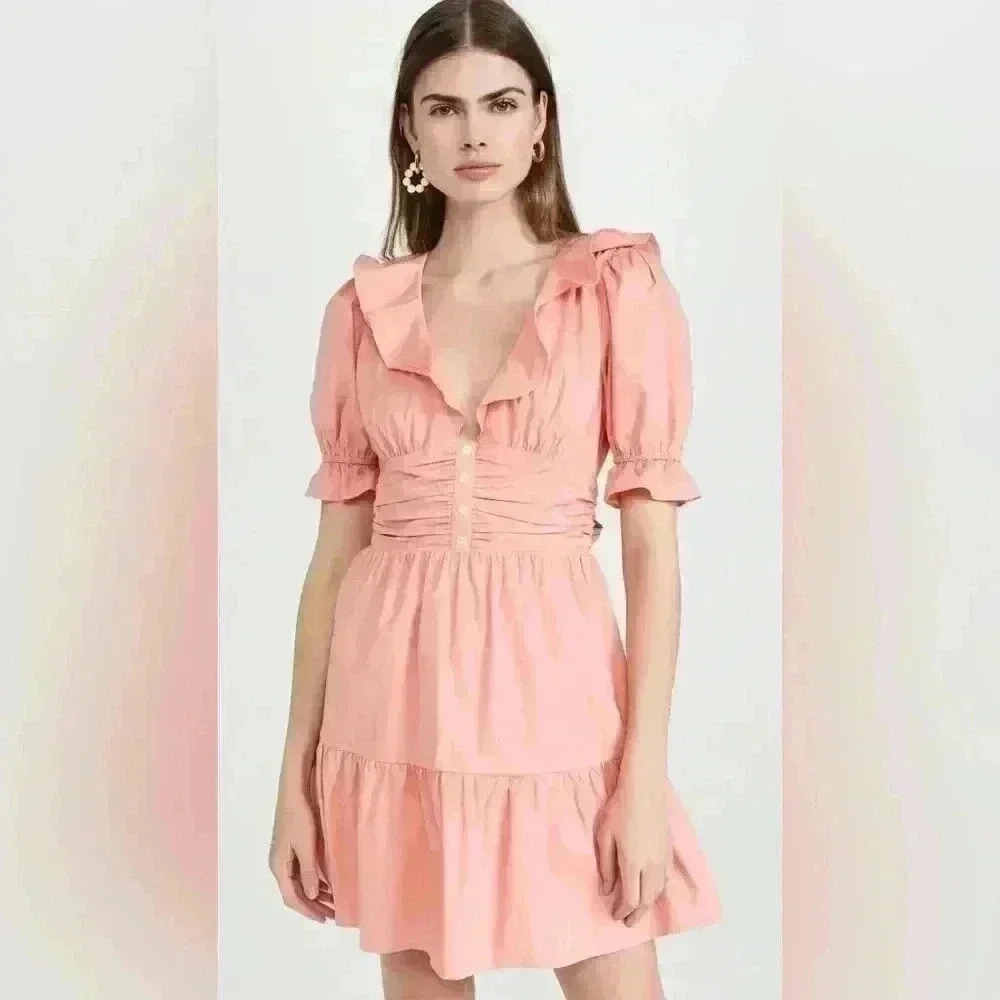 NWT WAYF Ruffle Neck Tiered Mini Dress SMALL